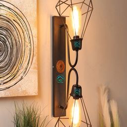 MFD HOME FURNISHING Black Self-Design Up & Down Iron Wall Lamp-24
