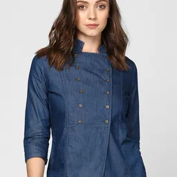 StyleStone Women Blue Solid Denim Wrap Top-image-74
