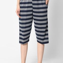 VIMAL JONNEY Women Navy Blue Striped Lounge Shorts-image-6