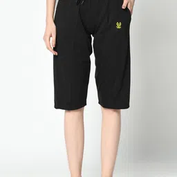 VIMAL JONNEY Women Black Solid Lounge Shorts-picture-21