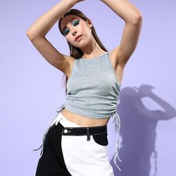 iki chic Women Beautiful Grey Melange Solid Bra Top and Vest-image-20