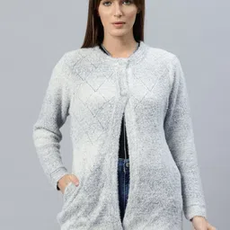 Pierre Carlo Acrylic Boucle Longline Cardigan-image-48