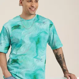 HERE&NOW Printed Drop-Shoulder Sleeves Oversized Pure Cotton T-shirt-picture-37