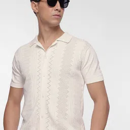 French Connection Pure Cotton Self-Design Textured Knitted Casual Shirt-image-16