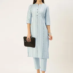 Saanjh Women Pure Cotton Kurta with Trousers-picture-26