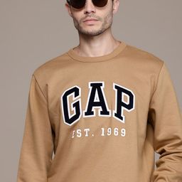 GAP Brand Logo Self-Design Applique Detail Pullover with Inner Fleece-image-95