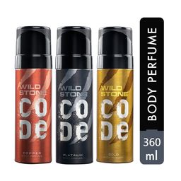 Wild Stone Men Set Of 3 Code Gold & Platinum & Copper Body Sprays 360ml-16