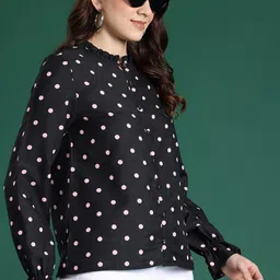 DressBerry Polka Dot Print Puff Sleeves Top-image-50