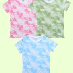 NUSYL Girls Pack Of 3 Tie and Dye Dyed T-shirt-image-48