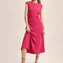 MANGO Fuchsia Pink A-Line Midi Dress-image-57