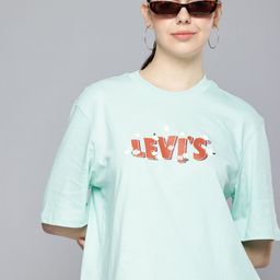 Levis Brand Logo Printed Drop-Shoulder Sleeves Pure Cotton Oversized T-shirt-image-60