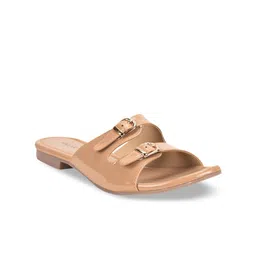 SALARIO Women Beige Solid PU Open Toe Flats-0