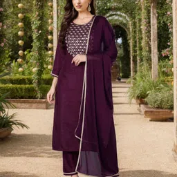 AHIKA Purple Straight Kurta & Trouser With Dupatta-picture-49