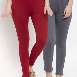 TAG 7 Women Pack Of 2 Solid Ankle-Length Leggings-picture-5