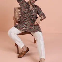 KISAH Men Printed Regular Kurta with Trousers-image-82