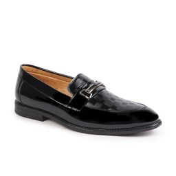 FAUSTO Men Black Textured PU Loafers-image-49