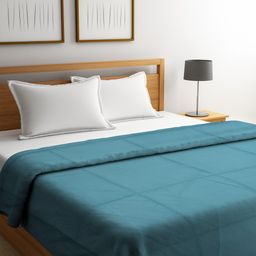 Portico New York Teal Blue Self-Design AC Room 150 GSM Double Bed Comforter-image-84
