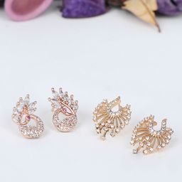 AMI Rose Gold Set of 2 Contemporary Stud Earrings-20