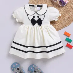 Moms Love Infant Girls Peter Pan Collar Puff Sleeve Fit & Flare Dress-48
