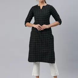 KALINI Checked Kantha Work Kurta-55