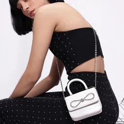 DressBerry Textured Miniature Satchel Bag With Embellished-34
