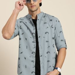 Moda Rapido Men Blue & Black Pure Cotton Slim Fit Printed Sustainable Casual Shirt-image-33