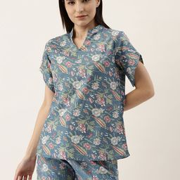 SANSKRUTIHOMES Women Blue & Green Printed Night suit-image-85