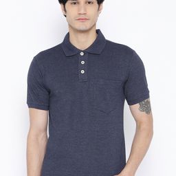 Chkokko Men Navy Blue Solid Polo Collar T-shirt-picture-17