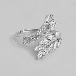 DressBerry Stone Studed Leaf-Shaped Finger Ring-image-72