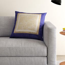ANS Navy Dual-Toned Single Jacquard 16'' x 16'' Square Cushion Cover-37