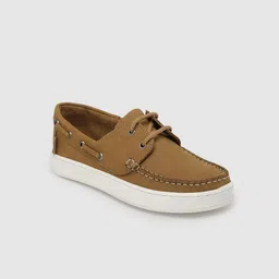METRO KIDS COMPANY Boys Tan Brown Solid Leather Boat Shoes-picture-17