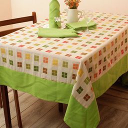Soumya Set of 7 Multicoloured Printed Pure Cotton 200TC Table Cover With 6 Napkins-28