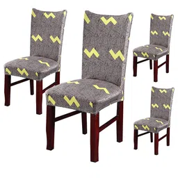 HOUSE OF QUIRK Set Of 4 Green Printed Chair Covers-51