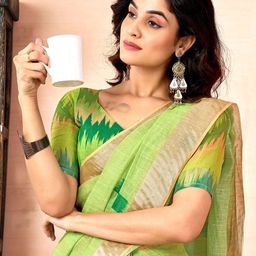 Satrani Geometric Printed Zari Ready to Wear Saree-picture-41