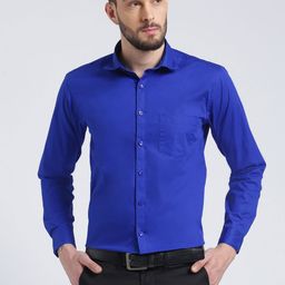 Being Fab Men Blue Smart Regular Fit Solid Formal Shirt-image-5