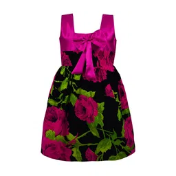 Wish Karo Girls Pink & Black Printed Fit and Flare Dress-image-70