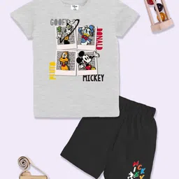 YK Disney Boys Mickey Mouse Printed Pure Cotton T-shirt with Shorts-image-56