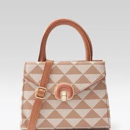 Mast & Harbour Printed Structured Handheld Bag with Envelope Detail-image-71