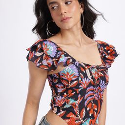 glitchez Indie Floral Print Corset Crop Top-image-9