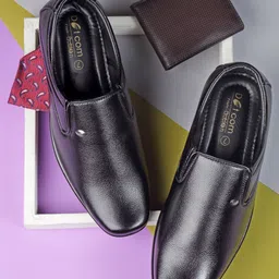Action Men Black Solid Slip-On Formal Shoes-image-99