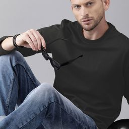 The Roadster Lifestyle Co Men Black Solid Round Neck Pure Cotton T-shirt-image-20