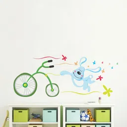 rawpockets Blue & Green Dog & Cycle Printed Wall Stickers-image-28