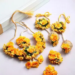 AGARWALPRODUCT Pearls Beaded Flower Jewellery Set-48