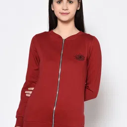Rigo Women Maroon Solid Sweatshirt-image-36