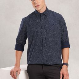 Nautica Striped Geometric Printed Classic Fit Casual Shirt-image-39