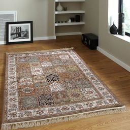 OBSESSIONS Beige & Off-White Printed Anti-Skid Carpet-2