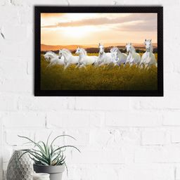 eCraftIndia White & Yellow 7 Lucky Running Horses Satin Matt Textured UV Wall Art-image-66