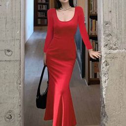 HERE&NOW Women Round Neck Maxi Dress-image-50