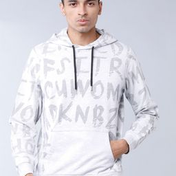 HIGHLANDER Men Grey & White Printed Hooded Sweatshirt-image-18