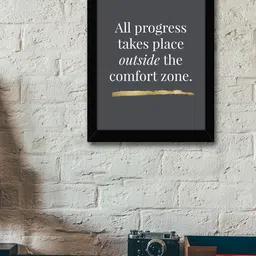 TIED RIBBONS Grey & White Printed Inspirational Quotes Framed Wall Art-image-1